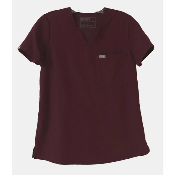 Figs Catarina Women's Burgundy Scrub Top Technical Collection Size XS - Picture 1 of 6